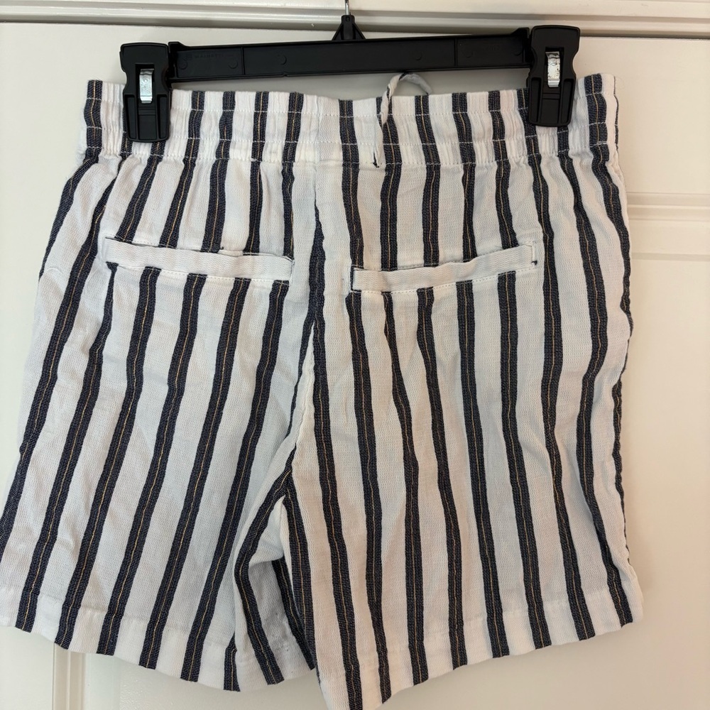 H&M Women’s Striped White & Blue Cotton Shorts - Picture 3 of 10